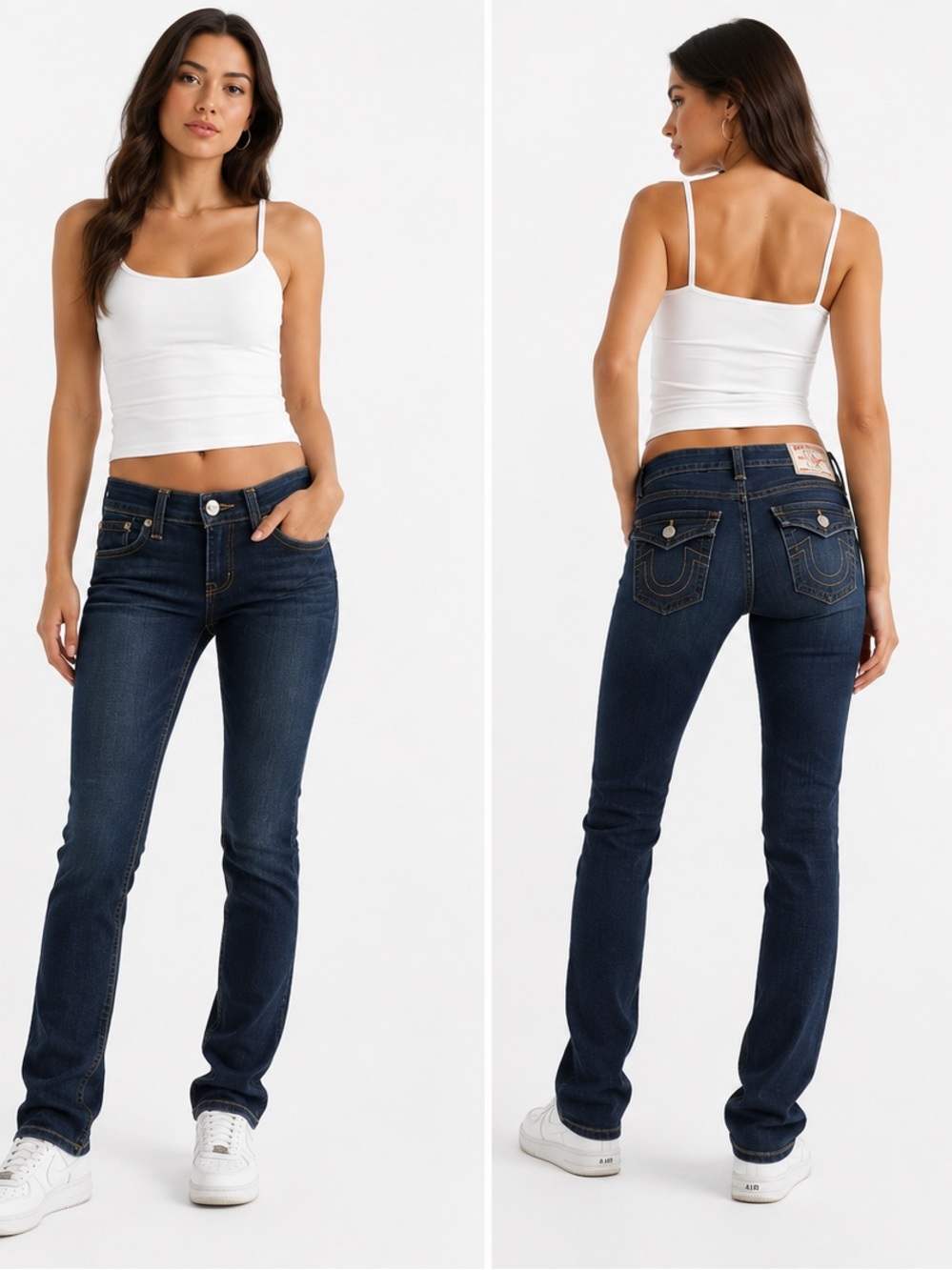 True Religion Low Rise Skinny Jeans Dark Wash Y2K Flap Pocket Women’s 29x32 - Picture 1 of 9